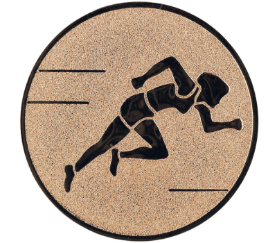 Insertie sport bronz cu figura de alergator in sprint, potrivita pentru medalie, cupa sau trofeu