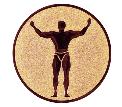 Insertie sport bronz cu figura de culturist, potrivita pentru medalie, cupa sau trofeu
