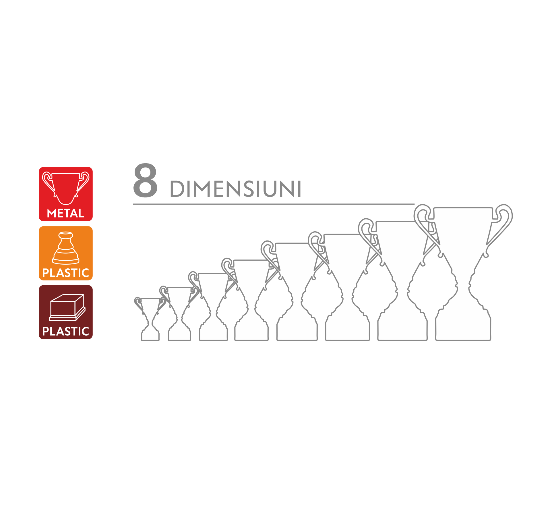 Cupa Premium – metal si plastic, 8 dimensiuni disponibile (infografic produs)