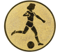 Insertie sport aurie cu figura de jucatoare de fotbal, potrivita pentru medalie, cupa sau trofeu