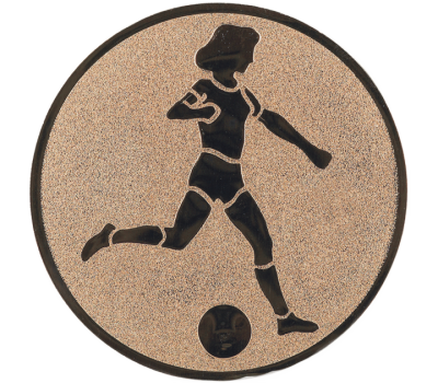 Insertie sport bronz cu figura de jucatoare de fotbal, potrivita pentru medalie, cupa sau trofeu