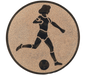 Insertie sport bronz cu figura de jucatoare de fotbal, potrivita pentru medalie, cupa sau trofeu