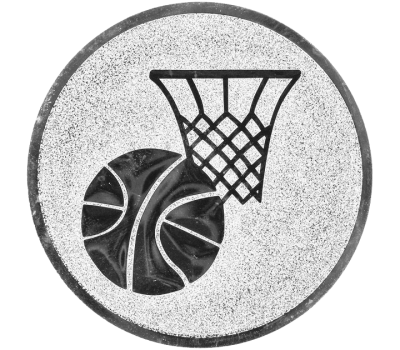 Insertie sport argintie cu simbol de baschet, potrivita pentru medalie, cupa sau trofeu