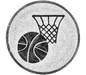 Insertie sport argintie cu simbol de baschet, potrivita pentru medalie, cupa sau trofeu