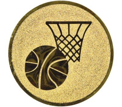 Insertie sport aurie cu simbol de baschet, potrivita pentru medalie, cupa sau trofeu