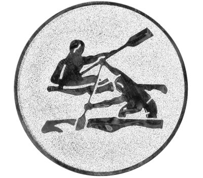 Insertie sport argintie cu figura de caiacist, potrivita pentru medalie, cupa sau trofeu