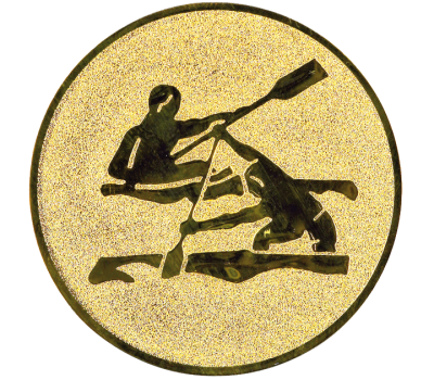 Insertie sport aurie cu figura de caiacist, potrivita pentru medalie, cupa sau trofeu