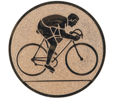Insertie sport bronz cu figura de ciclist in cursa, potrivita pentru medalie, cupa sau trofeu