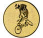 Insertie sport aurie cu figura de ciclist BMX, potrivita pentru medalie, cupa sau trofeu