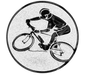 Insertie sport argintie cu figura de ciclist MTB, potrivita pentru medalie, cupa sau trofeu