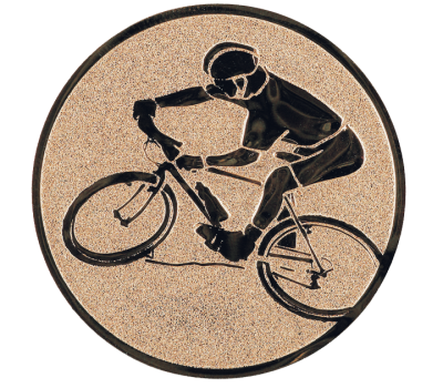 Insertie sport bronz cu figura de ciclist MTB, potrivita pentru medalie, cupa sau trofeu