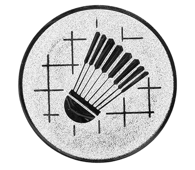 Insertie sport argintie cu simbol de badminton, potrivita pentru medalie, cupa sau trofeu
