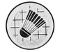 Insertie sport argintie cu simbol de badminton, potrivita pentru medalie, cupa sau trofeu