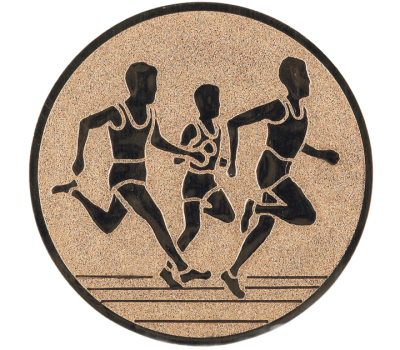 Insertie sport bronz cu figura de alergatori in competitie, potrivita pentru medalie, cupa sau trofeu
