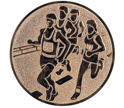 Insertie sport bronz cu alergatori in cursa pe teren, potrivita pentru medalie, cupa sau trofeu