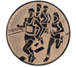 Insertie sport bronz cu alergatori in cursa pe teren, potrivita pentru medalie, cupa sau trofeu