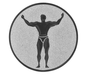 Insertie sport argintie cu figura de culturist, potrivita pentru medalie, cupa sau trofeu