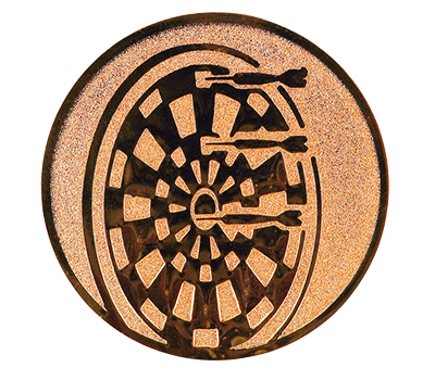 Insertie sport bronz cu simbol de darts, potrivita pentru medalie, cupa sau trofeu