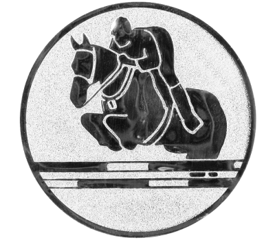 Insertie sport argintie cu figura de calaret, potrivita pentru medalie, cupa sau trofeu
