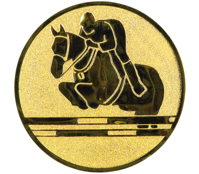 Insertie sport aurie cu figura de calaret, potrivita pentru medalie, cupa sau trofeu